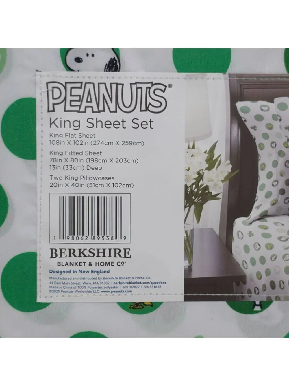 Peanuts Snoopy & Woodstock King Sheets Shamrock St Patrick's Day By Berkshire - Picture 5 of 6